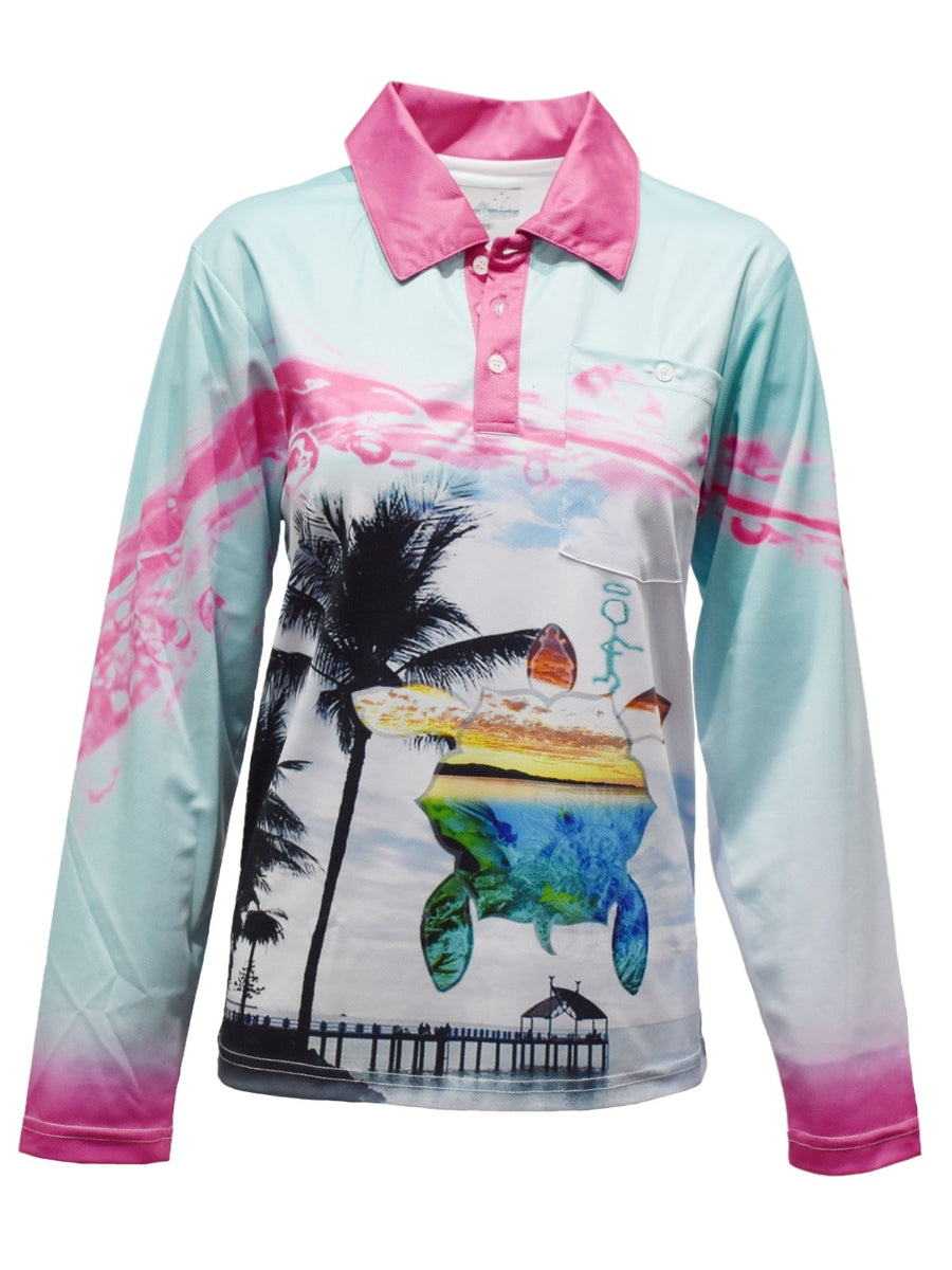 Adult L/S Fishing Shirt - Pink Jetty - Design Works Apparel – Design