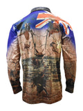 Load image into Gallery viewer, Adult Long Sleeve Fishing Shirt Zip Pocket - My Country Australia - Design Works Apparel - Create Your Vibe Outdoors sun protection