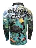 Load image into Gallery viewer, Adult Long Sleeve Zip Sun Safe Fishing Shirts - Grab Ya Crab - Design Works Apparel - Create Your Vibe Outdoors sun protection